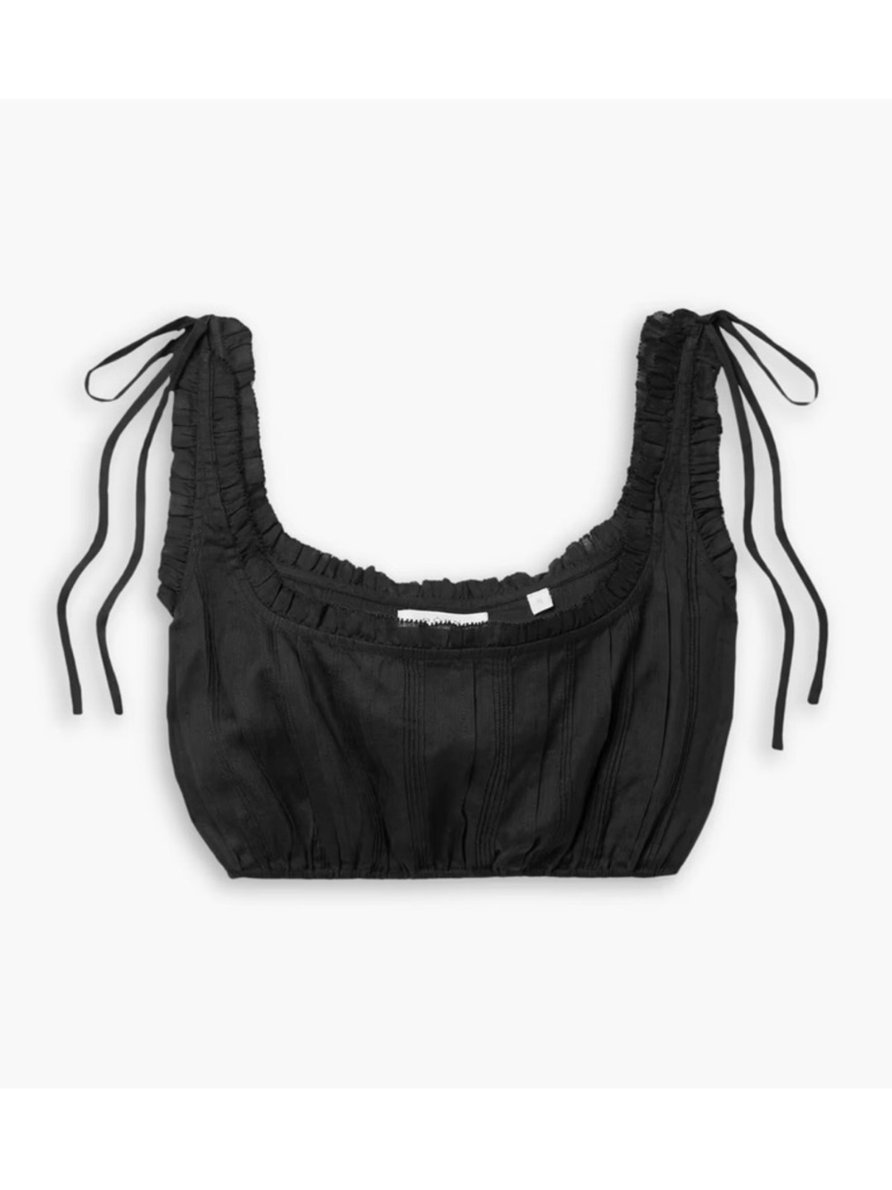 DÔEN Renee Black Sleeveless Ruffle Crop Top Sz L